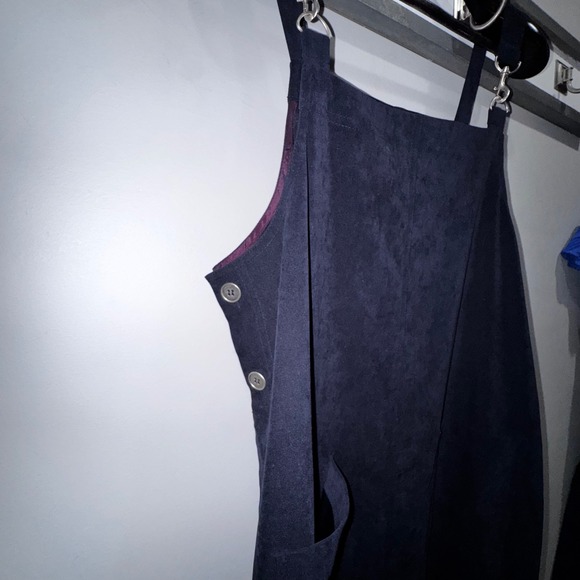 Talbots Petites Women Navy Pinafore Dress Midi Pockets Flawless Metal Buckle Lg - Picture 8 of 10